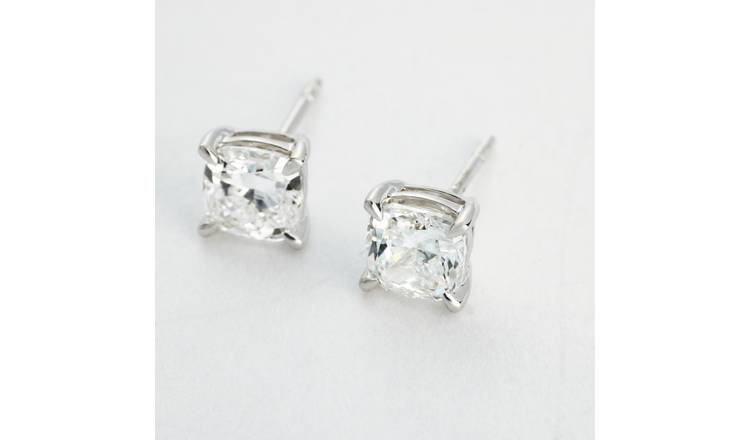 Revere 9ct White Gold Cushion Shaped Lab Grown Diamond Stud Earrings