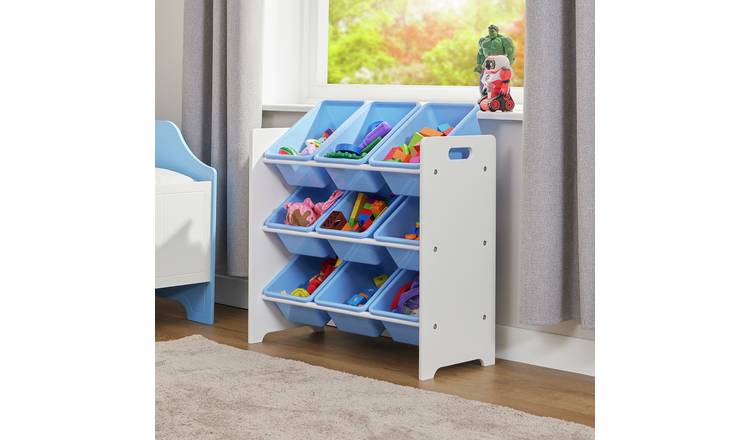 Liberty House Toys Kids 9 Bin Storage Unit - Blue and White
