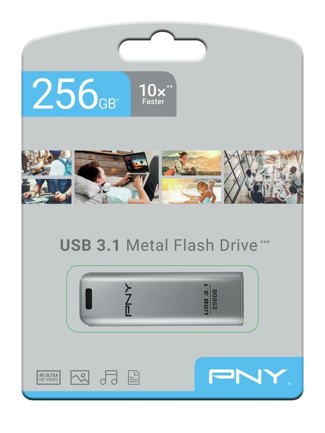 PNY Elite Steel USB 3.1 Flash Drive - 256GB