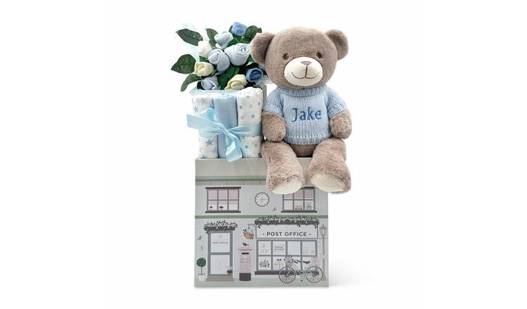 Babyblooms Personalised Bear And Welcome Baby Hamper - Blue