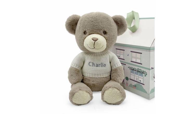 Babyblooms Personalised Frankie Bear With Knitted Jumper Gift Set - White