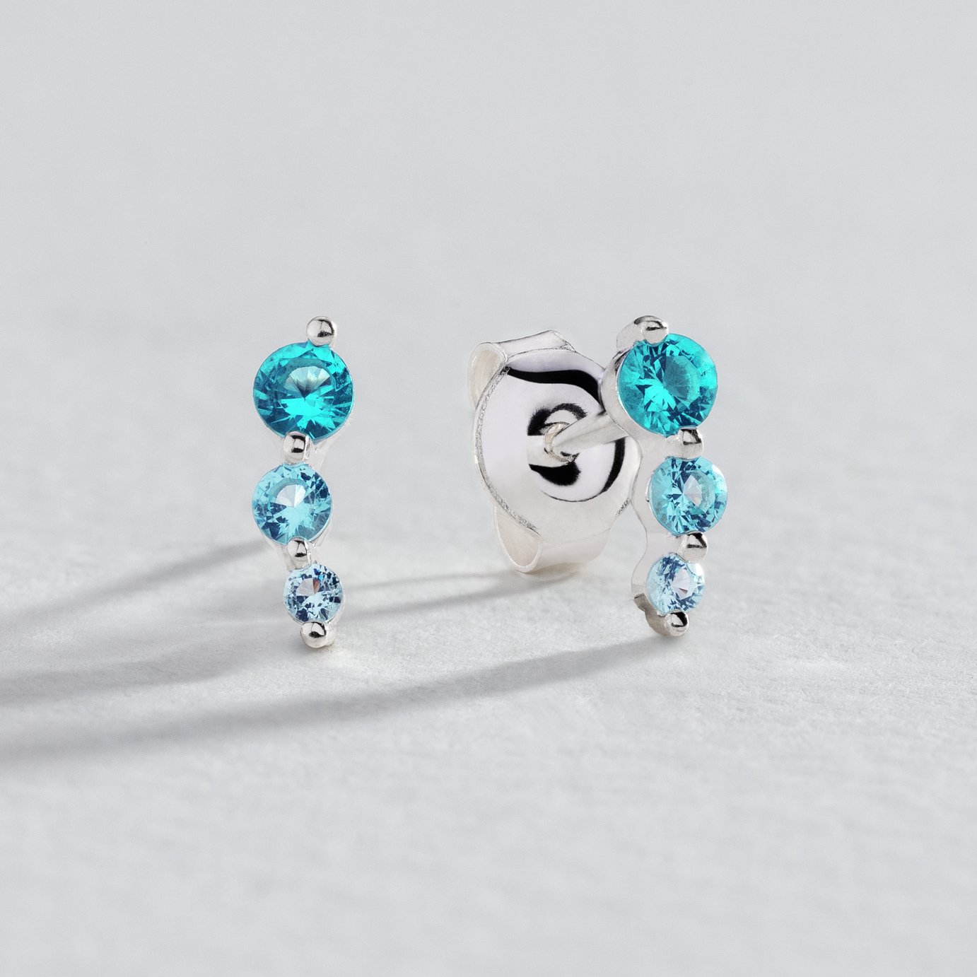 Revere Sterling Silver Blue Cubic Zirconia Stud Earrings