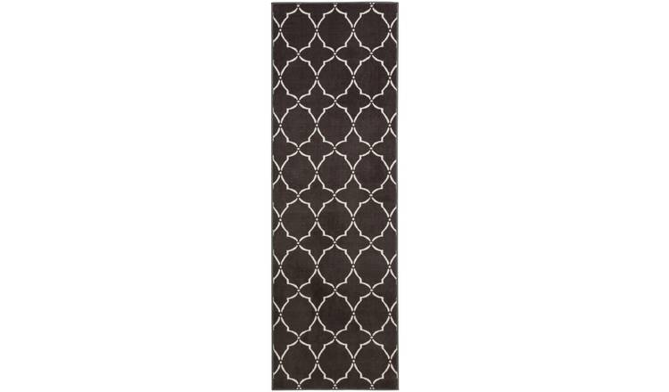 Argos Home Trellis Grey Cut Pile Runner - 200x66cm