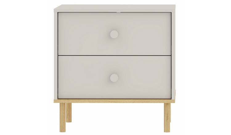 Argos Home Romie 2 Drawer Wide Bedside Table - Cashmere