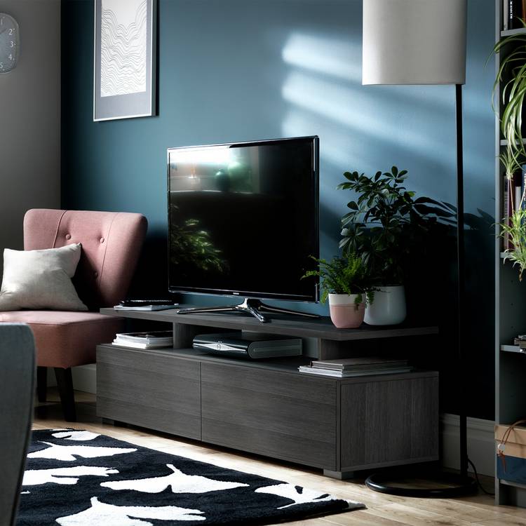 Habitat Floating Top TV Unit - Black & Brown 0