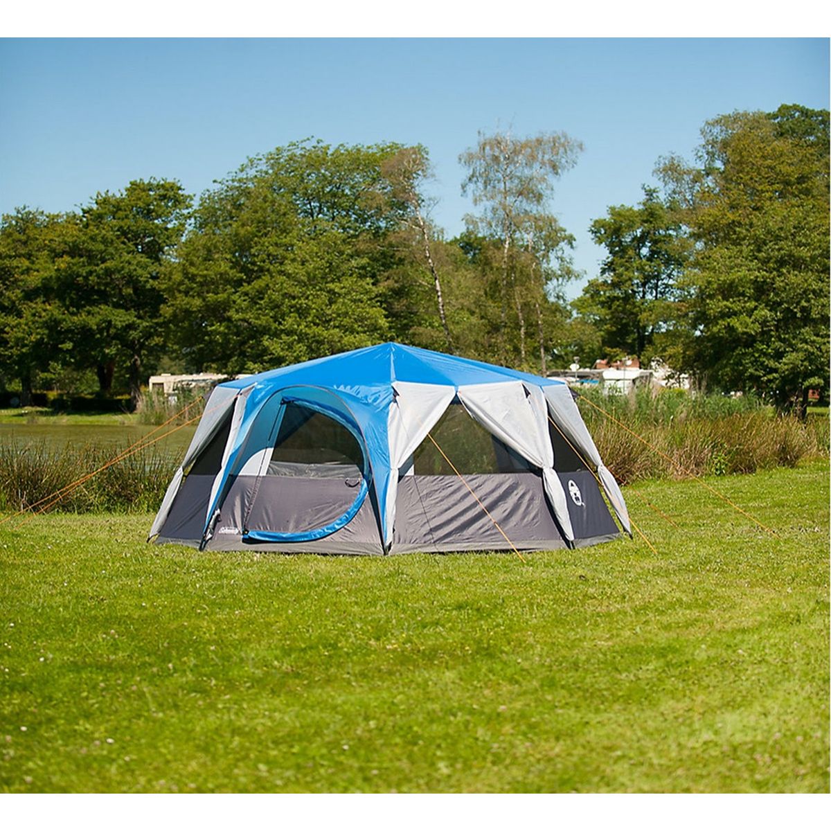 Coleman 8 Man 1 Room Octagon Dome Glamping Tent - Blue/White | A1 Tech ...