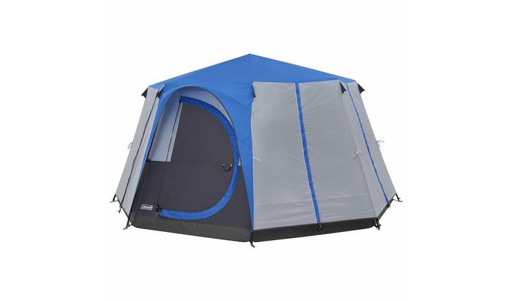 Coleman 8 Man 1 Room Octagon Dome Glamping Tent - Blue/White