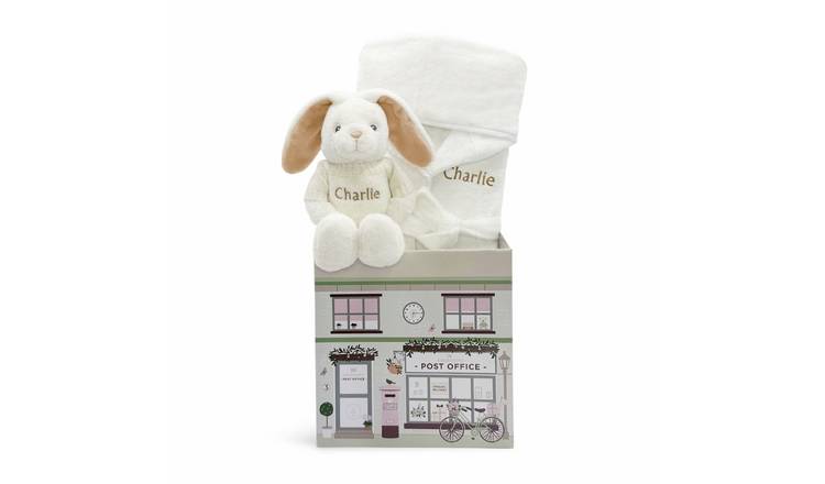 Babyblooms Personalised Little Bunny And Bathrobe Gift Hamper - Beige