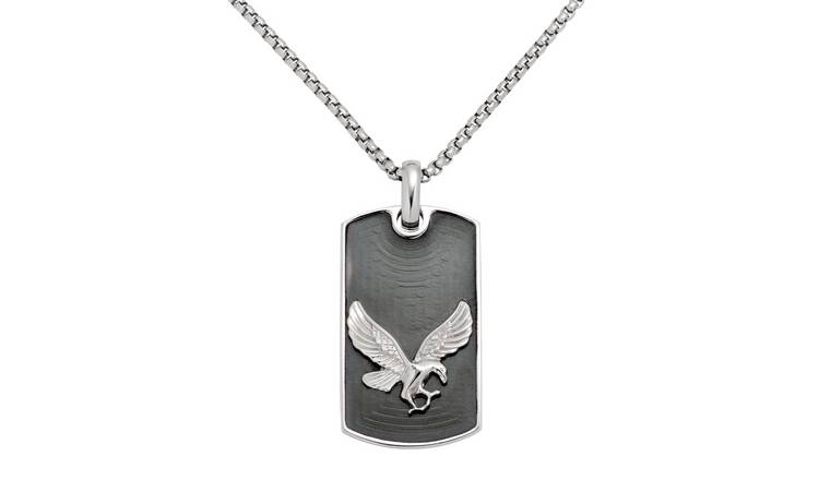 Revere Men's Stainless Steel Eagle Dog Tag Pendant Necklace