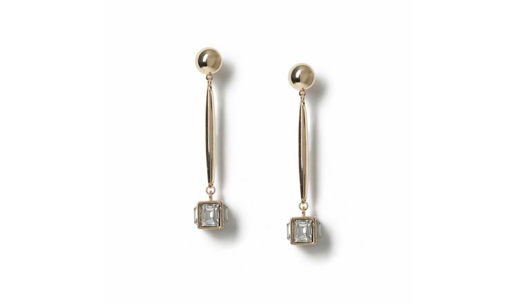 Freedom Gold Tone Glass Bead Drop Earrings