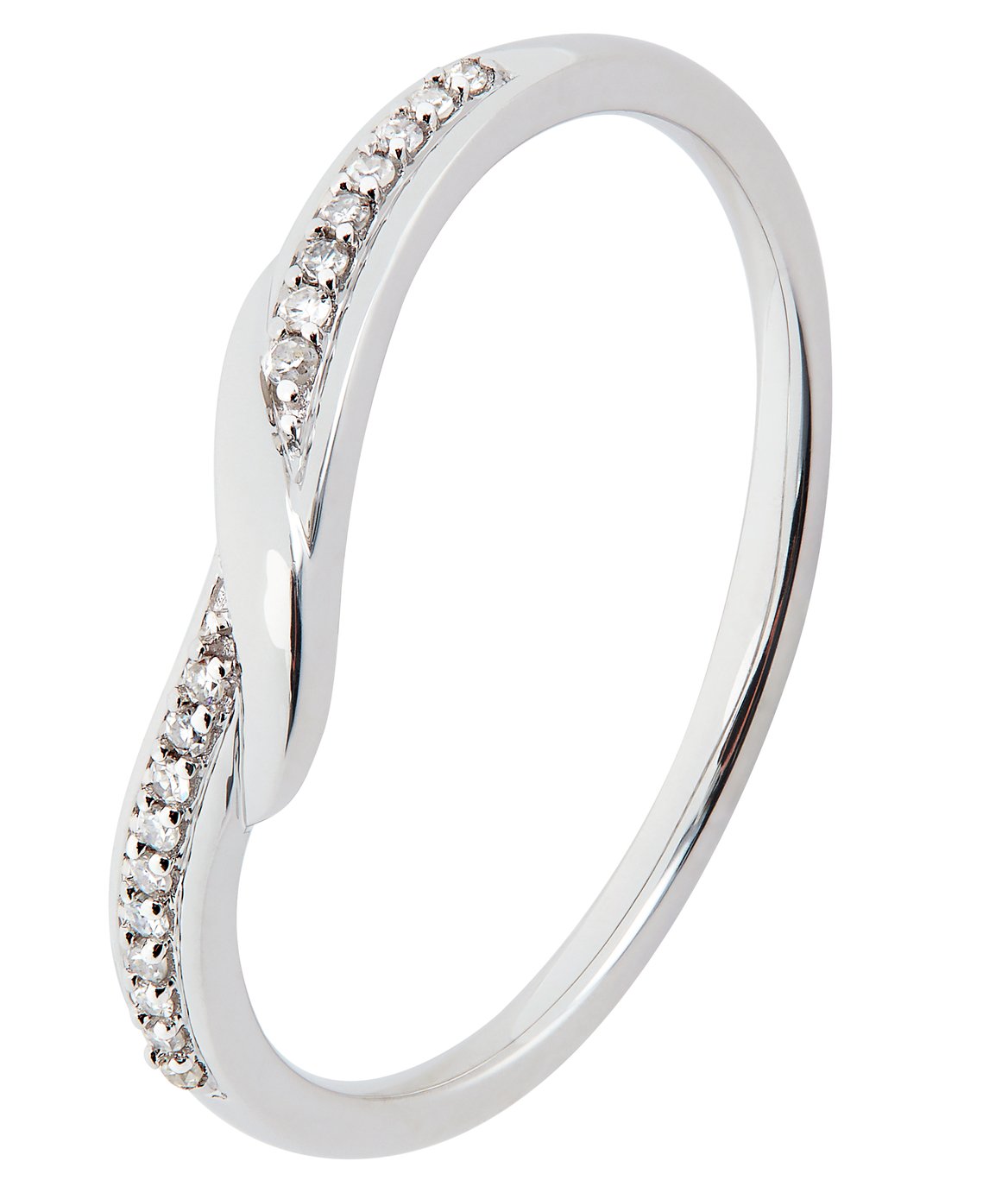 Revere 9ct White Gold 0.05ct Diamond Wedding Band Ring - K