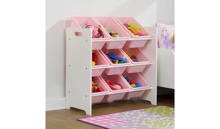 Liberty House Toys Kids 9 Bin Storage Unit - Pink and White