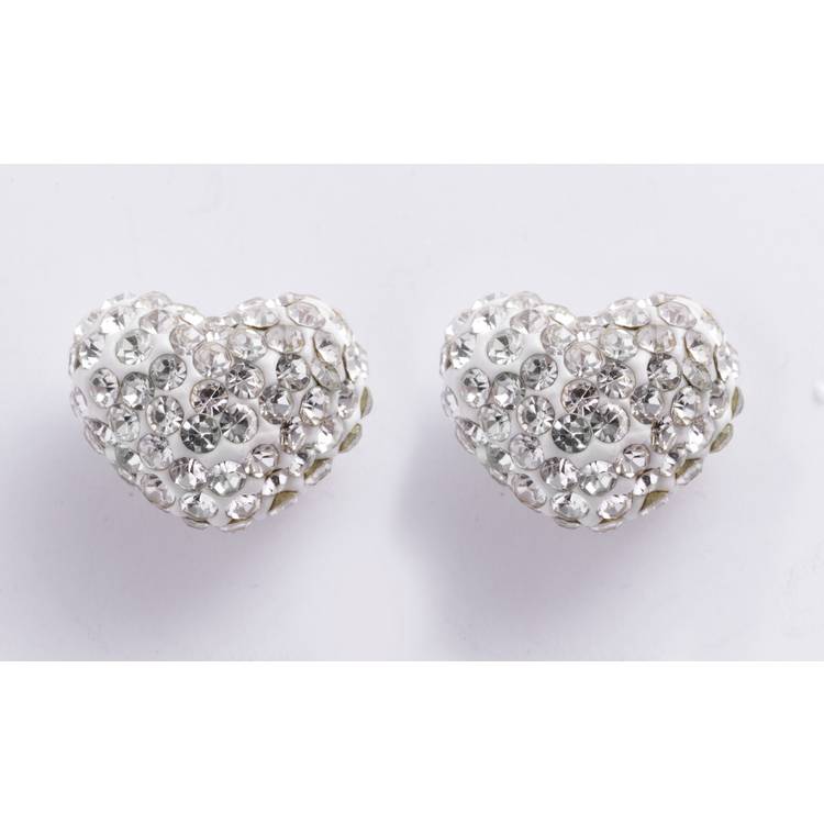 Revere 9ct Gold Crystal Heart Stud Earrings 0