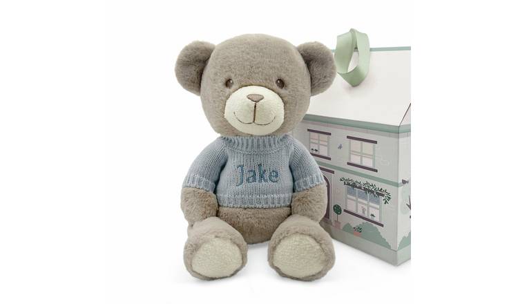 Babyblooms Personalised Frankie Bear With Knitted Jumper Gift Set - Blue