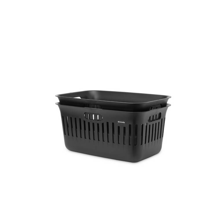 Brabantia Collect-It 40L Set of 2 Laundry Basket - Black 0