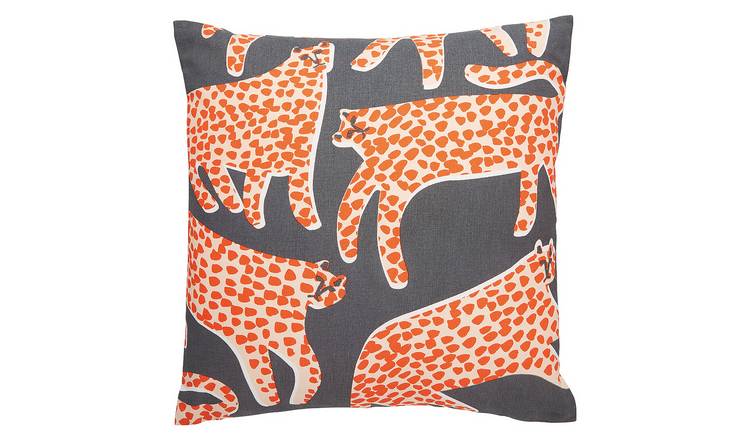 Habitat Cheetah 45x45cm Cushion - Orange & Charcoal
