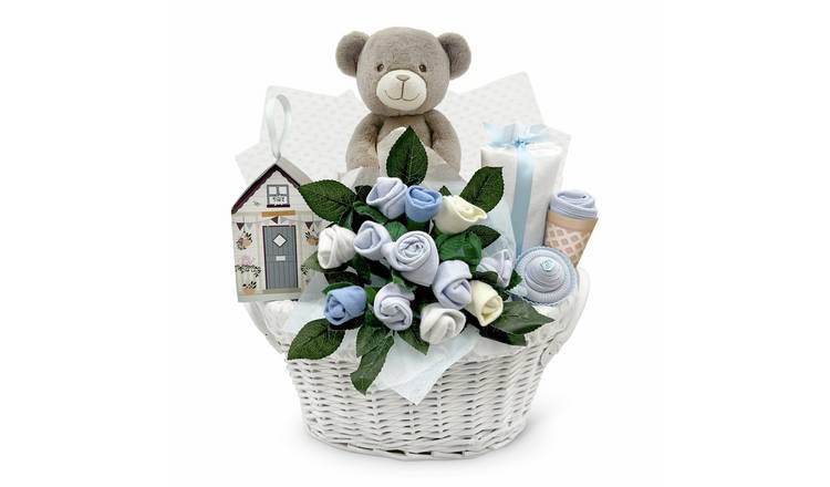Babyblooms Frankie Bear New Baby Gift Basket - Blue