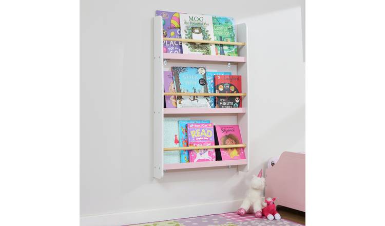 Liberty House Toys Kids Wall Mounted Bookshelf - White and Pink
