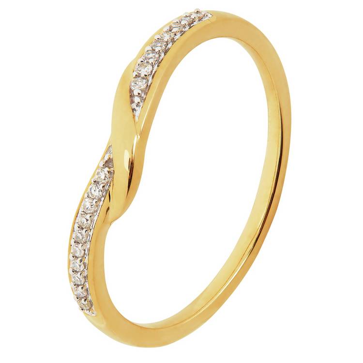 Revere 9ct Gold 0.05ct Diamond Twist Wedding Band Ring - Q 0