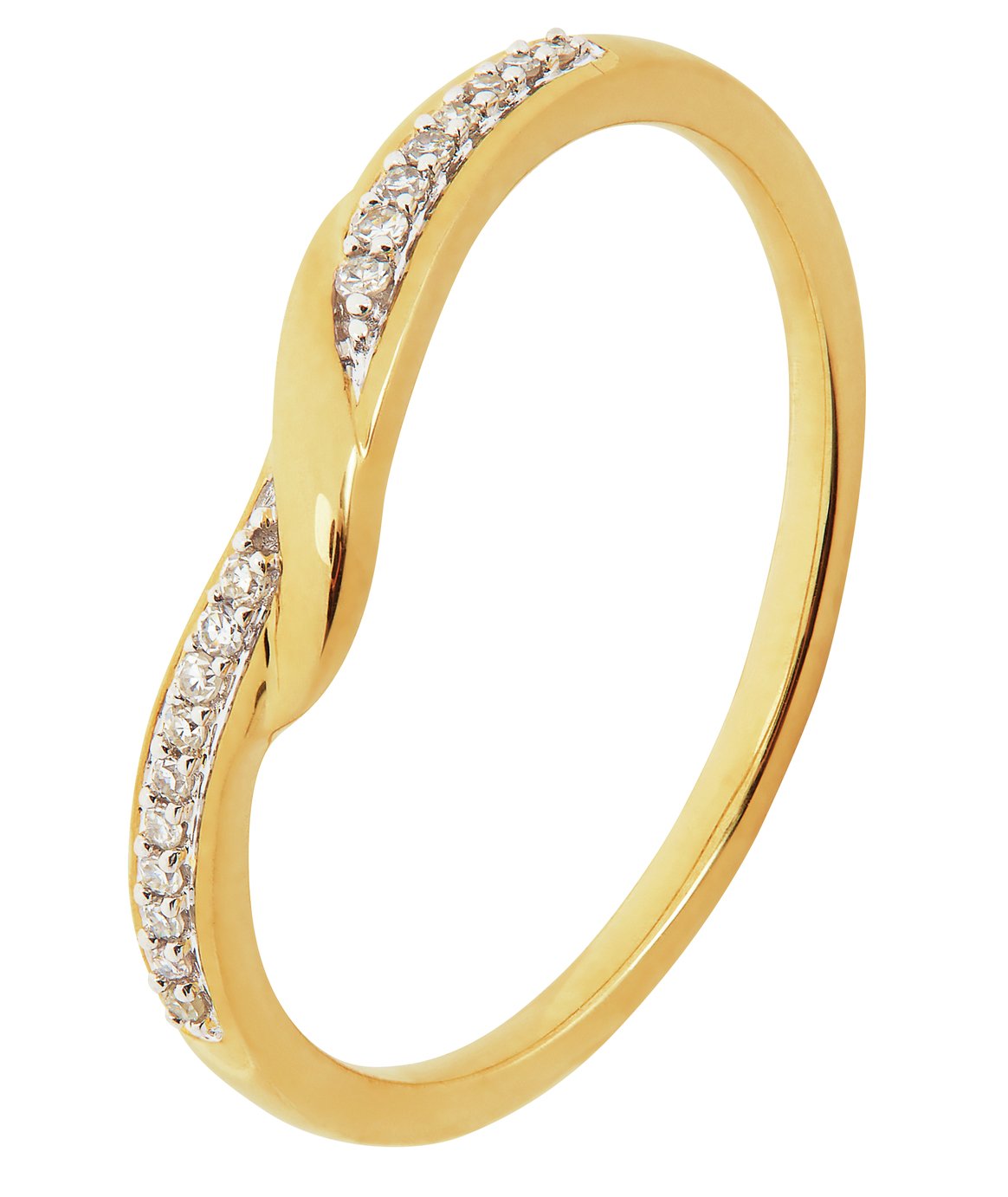 Revere 9ct Gold 0.05ct Diamond Twist Wedding Band Ring - R