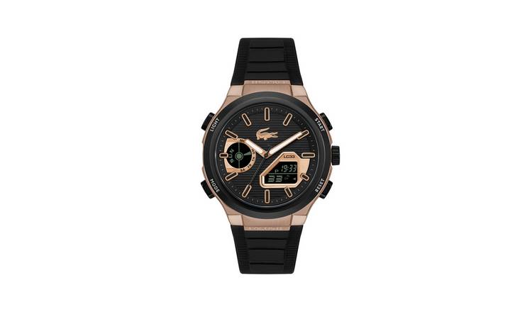 Lacoste LC33 Black Dial Bronze Tone Silicone Strap Watch