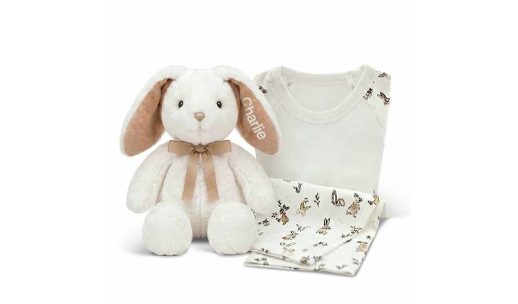 Babyblooms Personalised Little Beige Bunny And Baby Pyjamas Gift Set