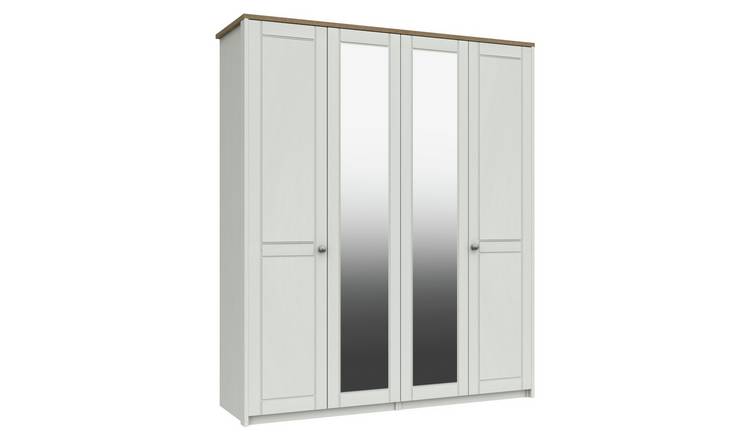 Kielder 4 Door 2 Mirror Wardrobe - White