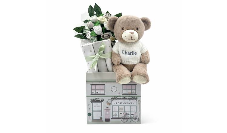 Babyblooms Personalised Bear And Welcome Baby Hamper - Grey