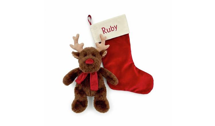 Babyblooms Personalised Christmas Stocking With Rudy Reindeer Gift Set