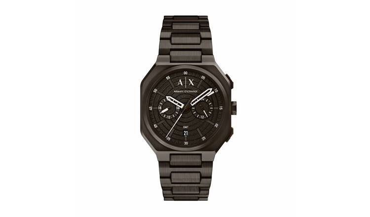 Armani Exchange Bass Dual Time Brown Stainless Steel Bracelet Watch