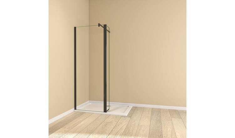 MLH Walk In Shower Flip 120x70cm Full Shower Enclosure - Black