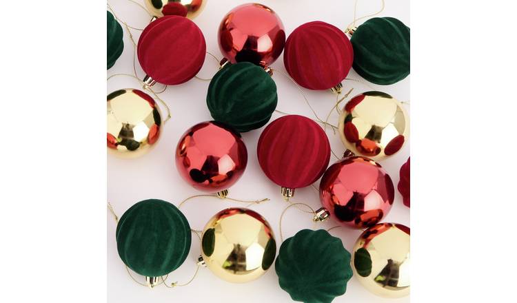 Argos Home Multicolour Shatterproof Christmas Baubles - Pack of 24