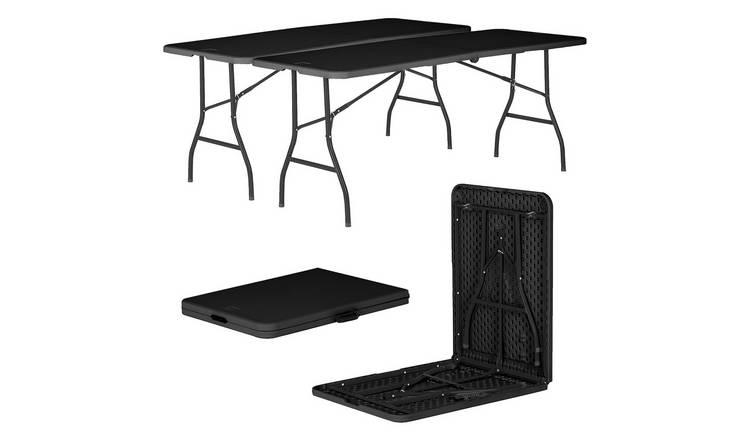 Harbour Housewares Folding Camping Tables - Black - Pack of 2