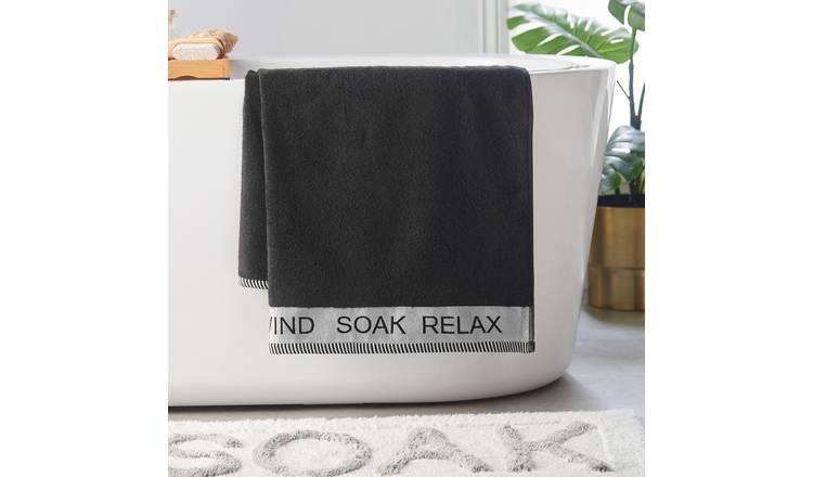 Catherine Lansfield Relax & Unwind Bath Towel - Black