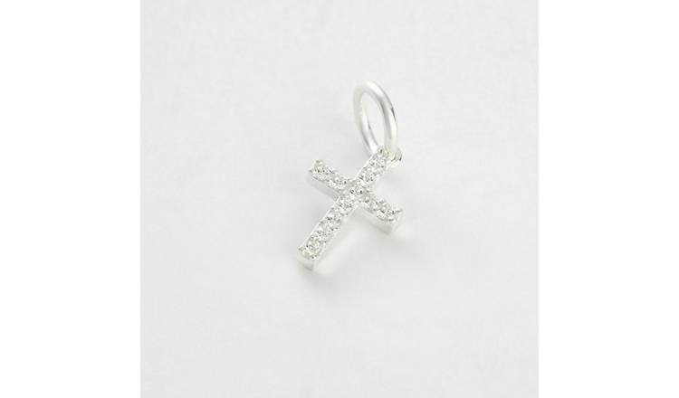 Revere 925 Sterling Silver Cubic Zirconia Cross Charm