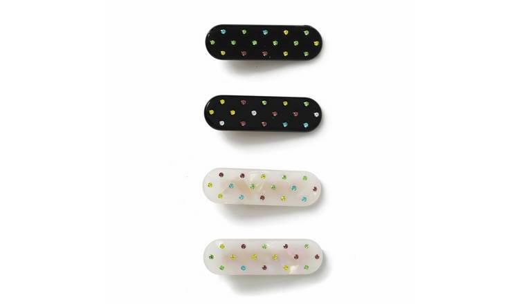 Freedom Black and Pearlescent Multicoloured Crystal Hair Clips