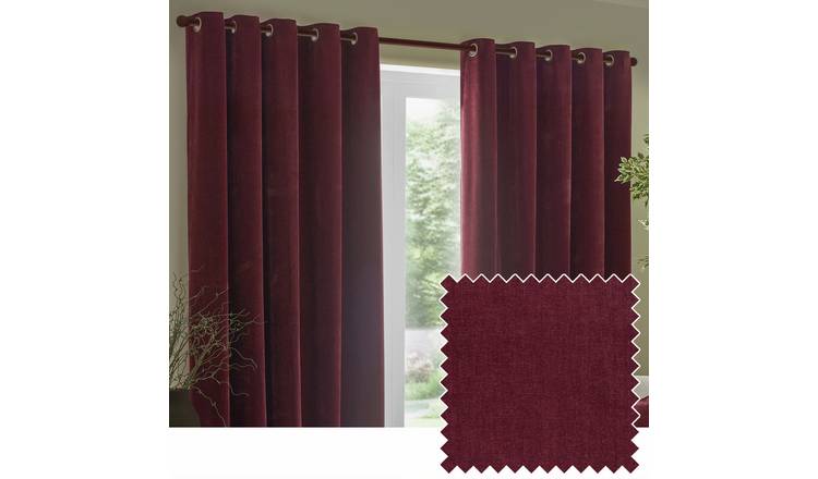 Yard Heavy Chenille Eyelet Curtains - Beetroot - 117x137cm
