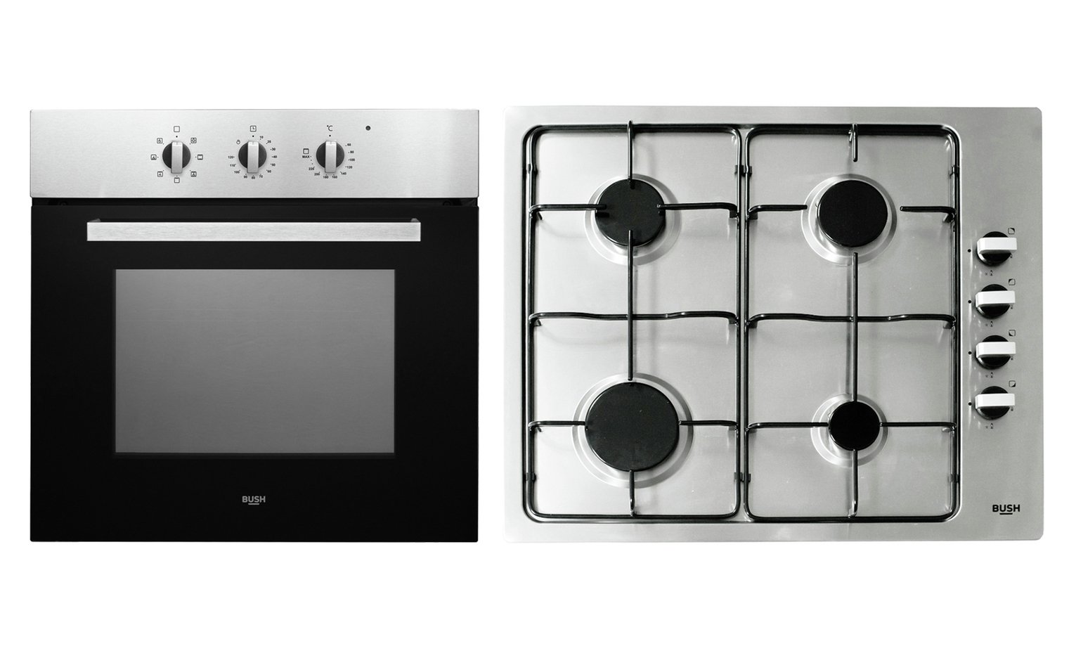 Bush BIBGP 60cm Gas Pack & Electric Single Oven - S/Steel