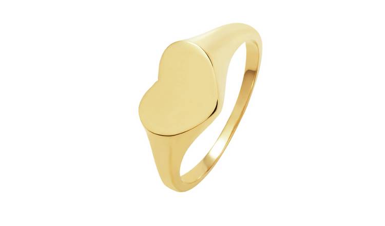 Revere 9ct Yellow Gold Heart Signet Ring - Q