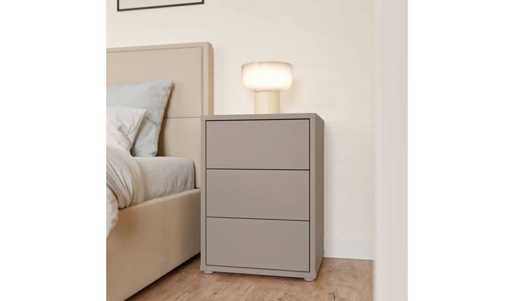 Furniture To Go Alice Springs 3 Drawer Bedside Table - Taupe