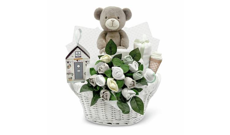 Babyblooms Frankie Bear New Baby Gift Basket - Grey