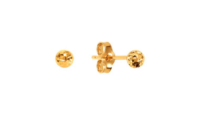Revere 9ct Yellow Gold Diamond Cut Ball Stud Earrings