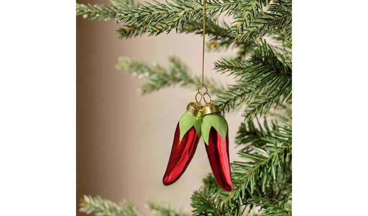 Argos Home Glossy Glass Chilli Hanging Christmas Ornament