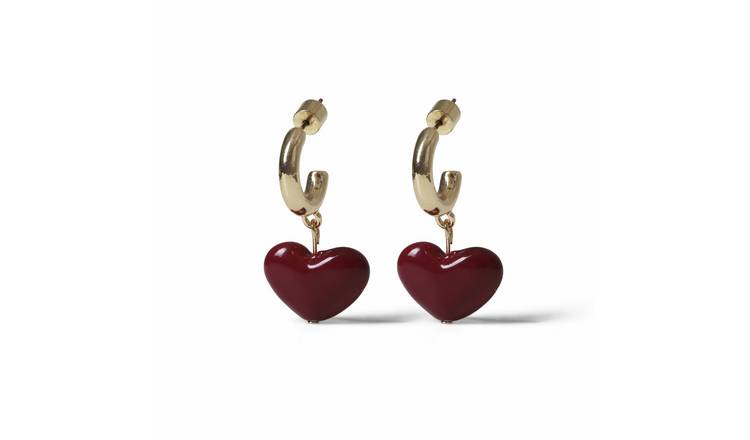Freedom Burgundy Heart Drop Earrings