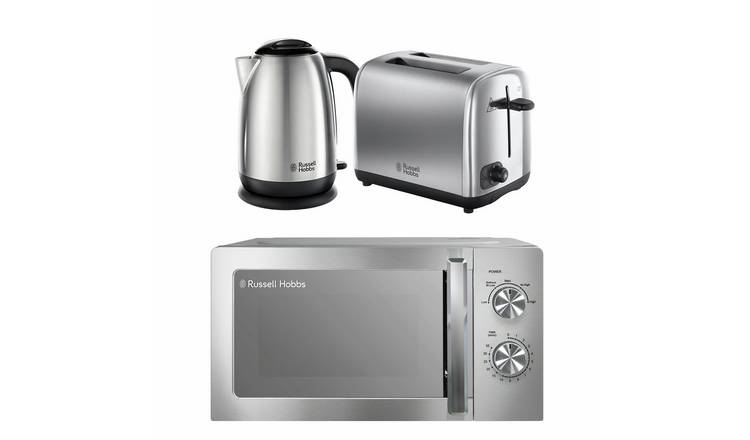 Russell Hobbs Brushed Classics Bundle Kettle, 2Slice Toaster & Microwave-S/Steel