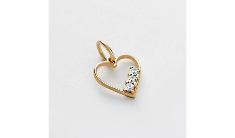 Revere Gold Plated 925 Sterling Silver Cubic Zirconia Heart Charm