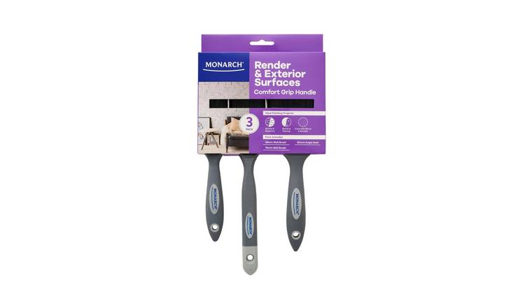 Monarch Render and Exterior Surfaces Paint Brush - Pack of 3