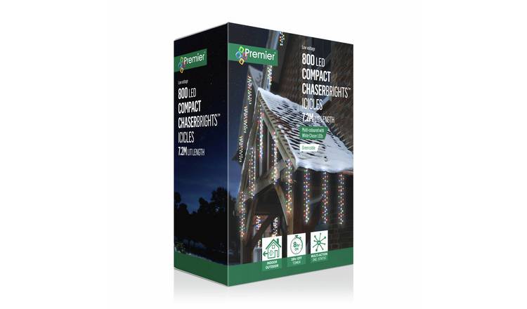 Premier Decorations 800 LED Compact Chasing Icicle Lights - Multicoloured
