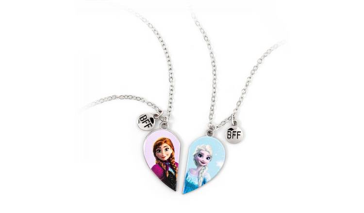 Disney Frozen Silver Tone BFF Heart Pendant Necklace Set