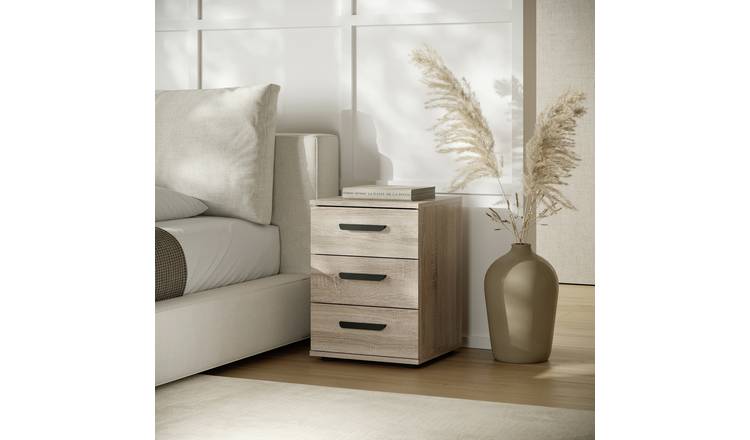 Argos Home Bayley 3 Drawer Bedside Table - Oak Effect